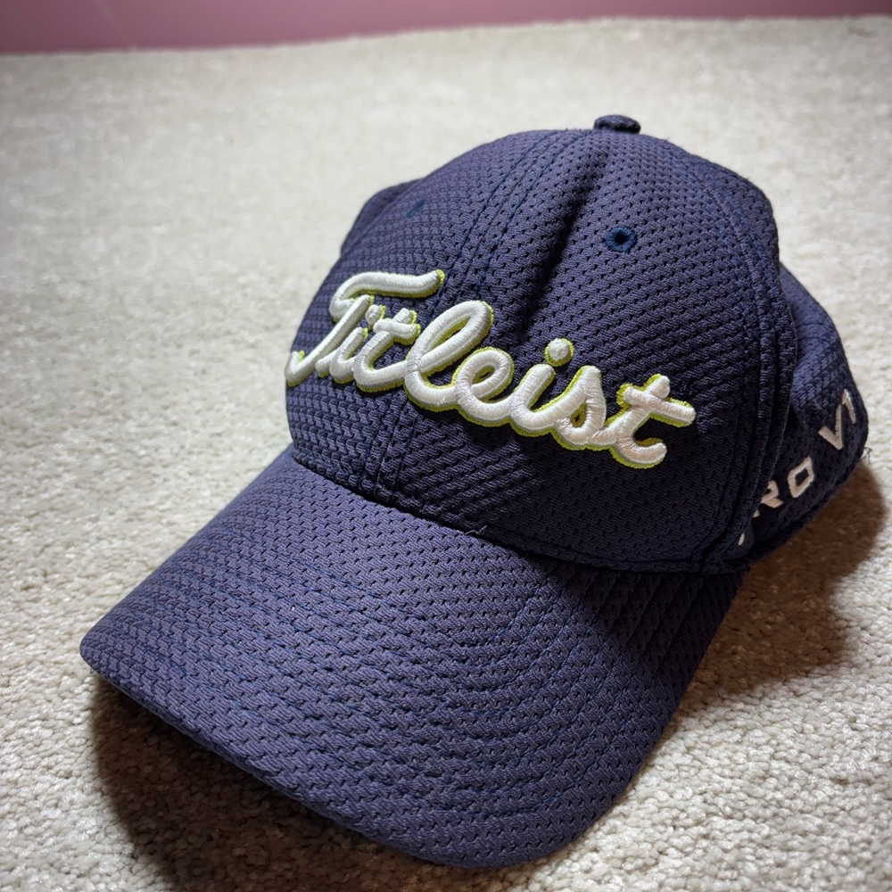 Titleist Pro V1 Logo FJ FootJoy Hat Cap Blue Mesh Fitted S/M Polyester